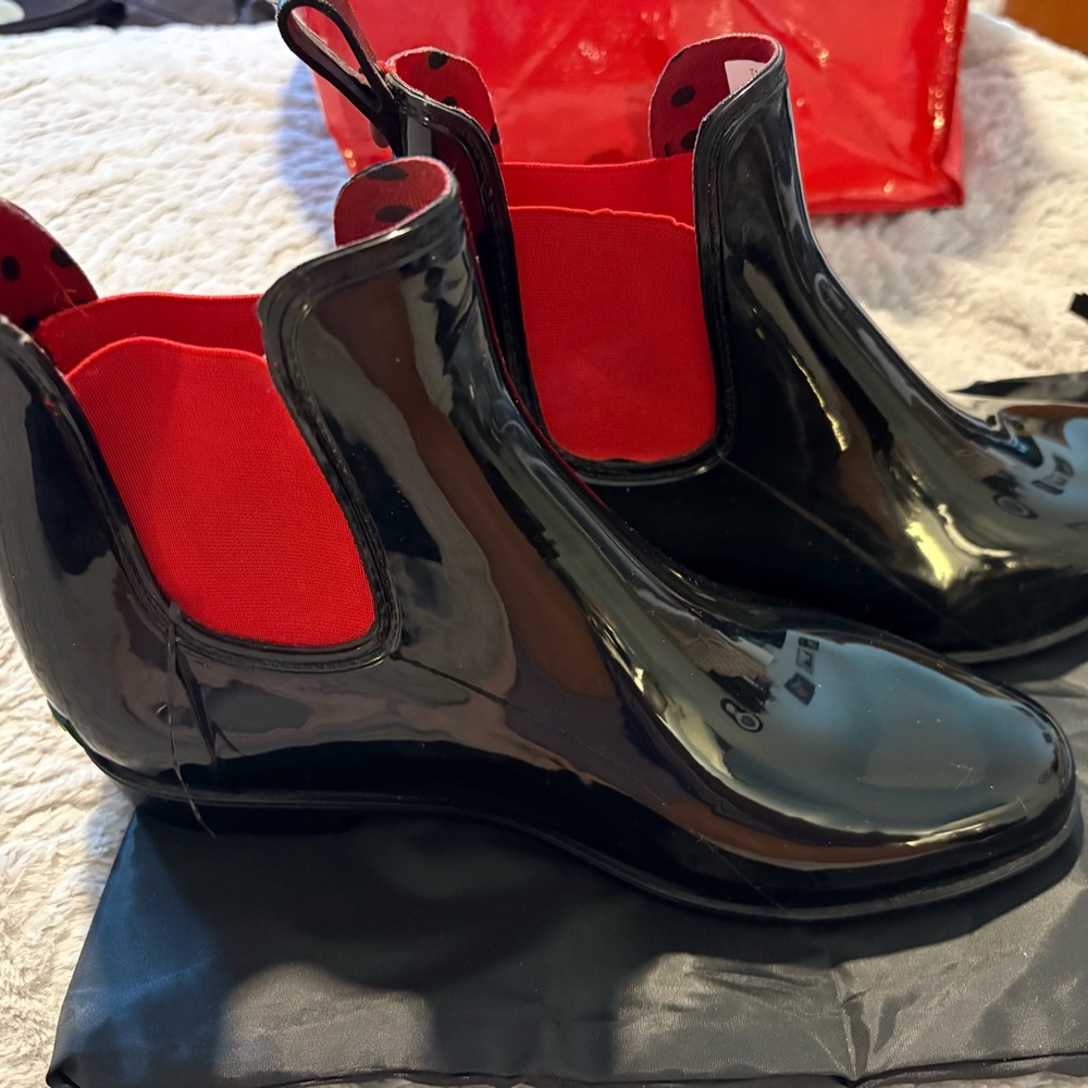 Ralph Lauren Black and Red Ankle Boots